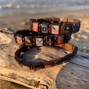 Wooden Military-Themed Bracelet